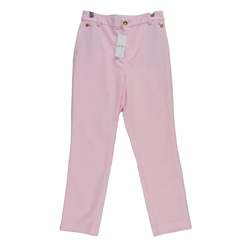 NEW Lilly Pulitzer Ana High Rise Pants Women's Size 8 Pink Muse Gold $148
